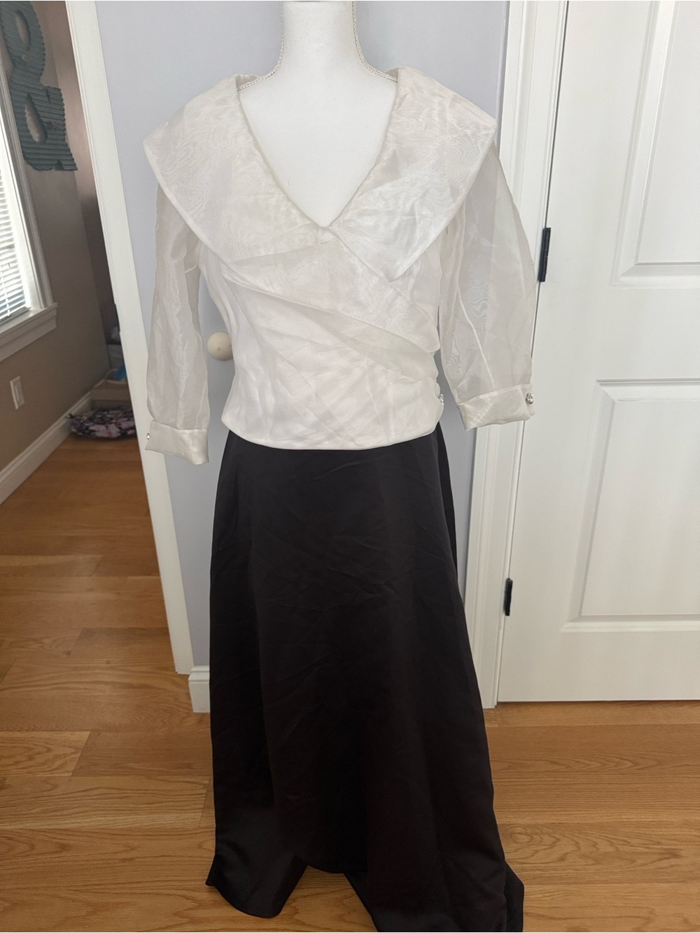 Vintage White and Black Maxi Dress